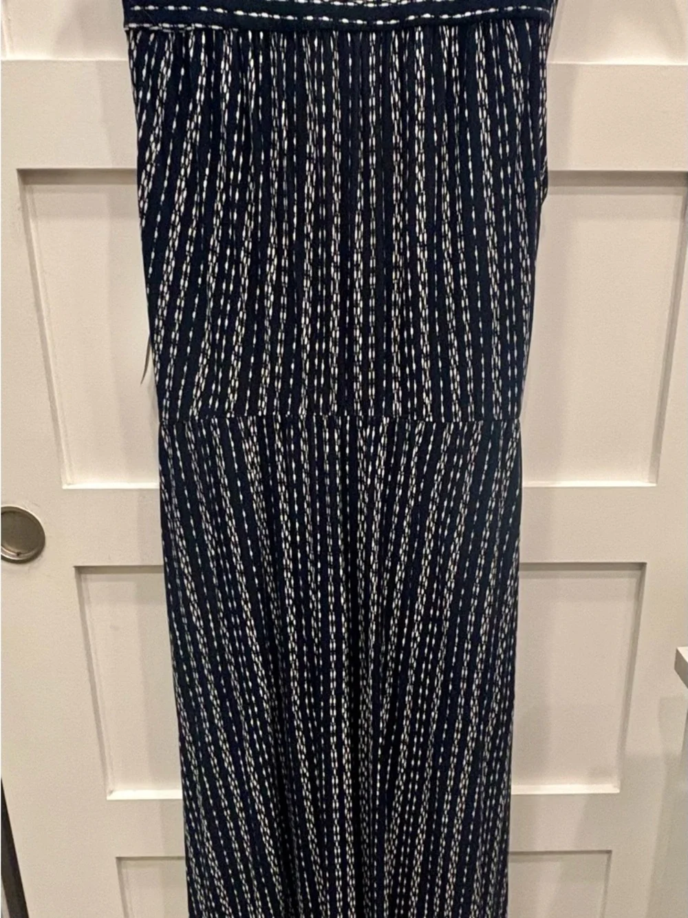 Loveappella Navy and White Striped Sleeveless Wrap Maxi Dress - Picture 5 of 6